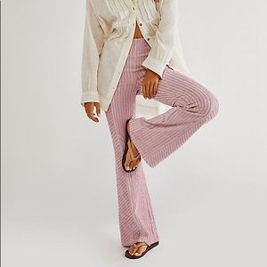 Free People Slim Pull On Velvet Flare Pants Silverberry XS